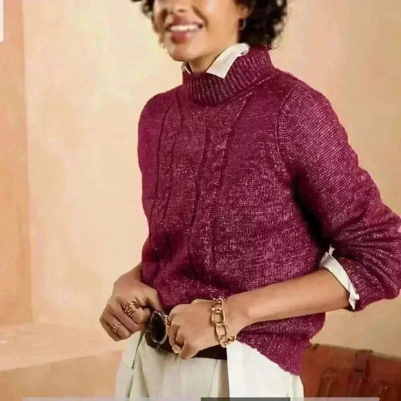 NWT Banana Republic Cozy Cable Mock-Neck Sweater - Picture 8 of 14